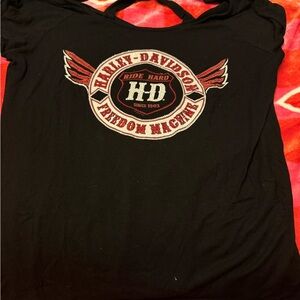 Harley-Davidson Black Tee with Red and White Logo